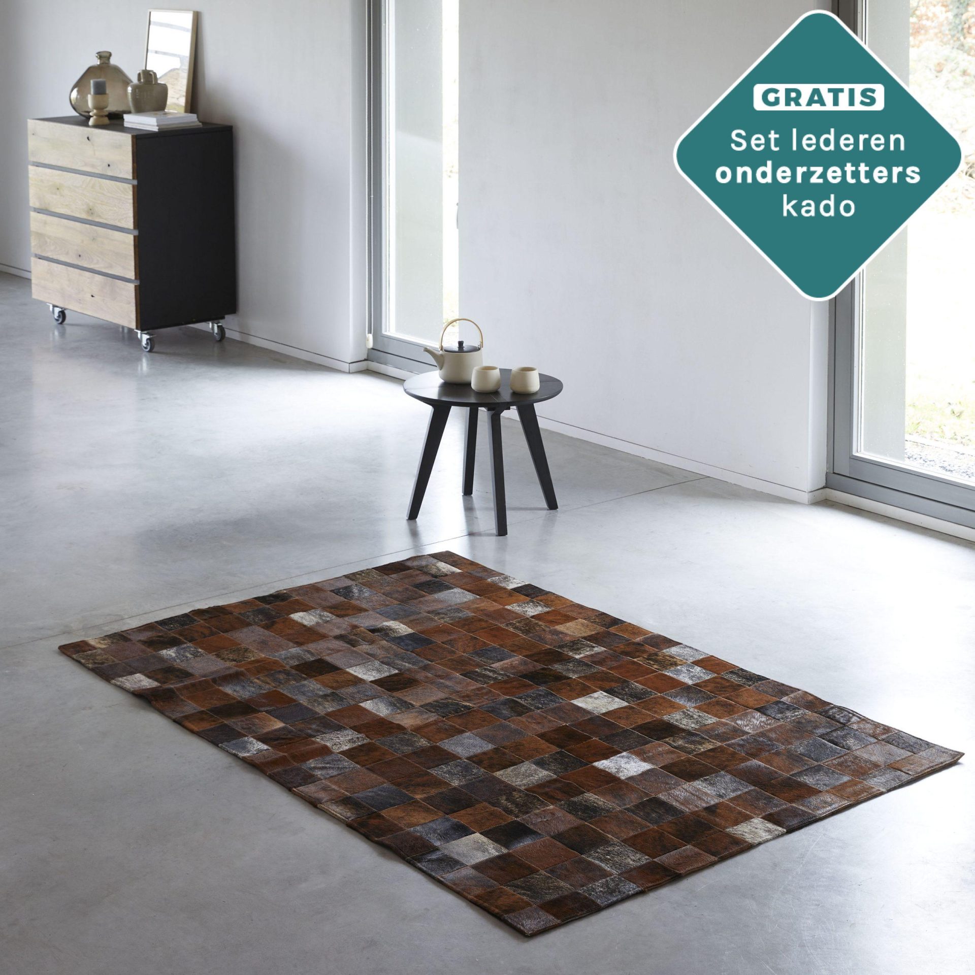 donkerbruin patchwork vloerkleed