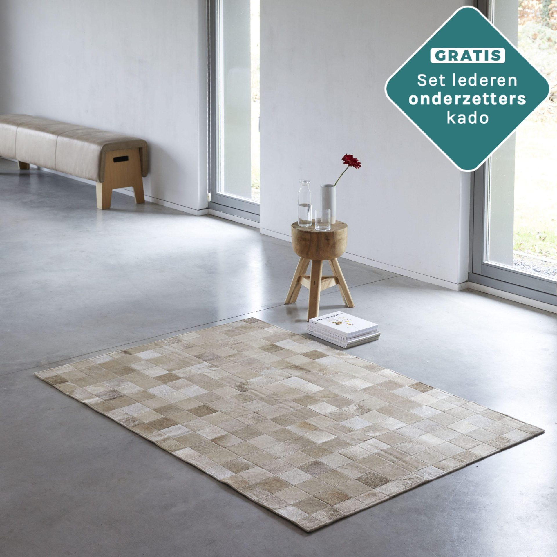 patchwork champagne kleurige vloerkleed