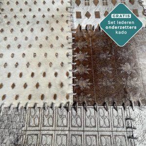 patchwork koeienhuid tapijt grijs