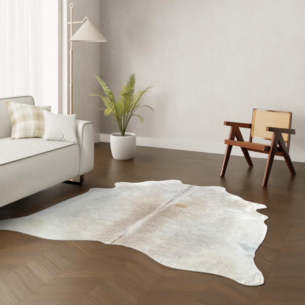 Koeienhuid kleed taupe grijs 210x200 cm.