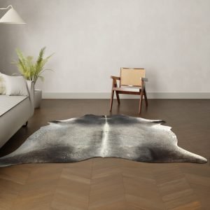 Koeienhuid kleed zwart grijs 220x190 cm.