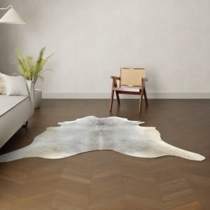 Koeienhuid kleed grijs 220x220 cm.