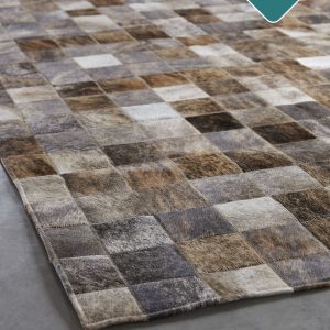bruin koeienhuid patchwork vloerkleed
