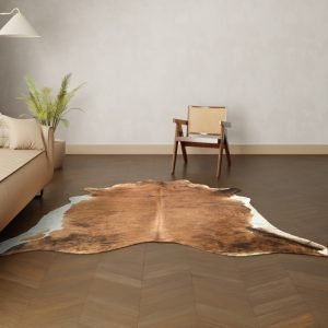 Koeienhuid kleed midden bruin wit 230x210 cm. RANDOM