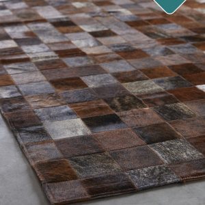 patchwork koeienhuid tapijt bruin