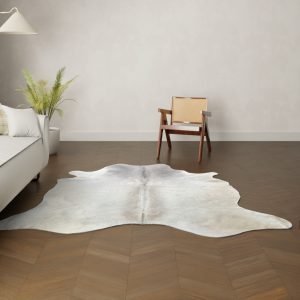 Koeienhuid kleed wit grijs 220x190 cm.