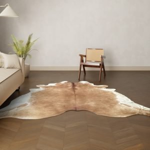 Koeienhuid kleed cognac 260x230 cm. GIGANTISCH