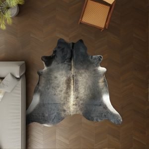 Koeienhuid kleed donkerbruin 220x210 cm.