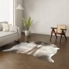 Koeienhuid kleed taupe grijs 180x180 cm. KLEIN