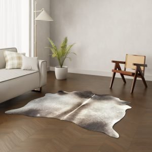 Koeienhuid kleed taupe grijs 180x180 cm. KLEIN