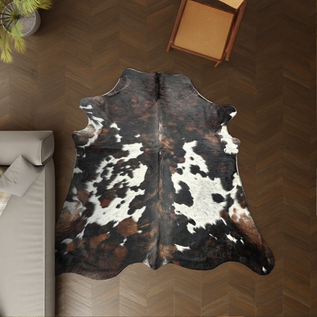 Koeienhuid kleed bruin wit 250x220 cm. XL-EXTRA