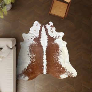 Koeienhuid kleed bruin wit 230x200 cm.