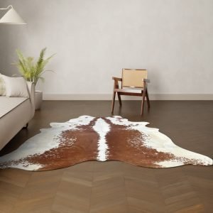 Koeienhuid kleed bruin wit 230x200 cm.
