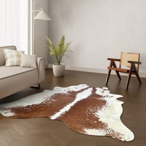 Koeienhuid kleed bruin wit 230x200 cm.