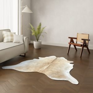 Koeienhuid kleed camel 200x190 cm. KLEIN