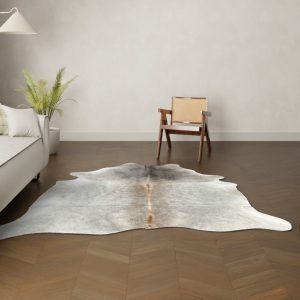 Koeienhuid kleed taupe grijs 220x200 cm.