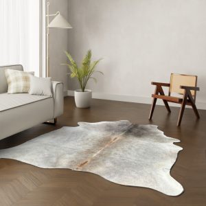 Koeienhuid kleed taupe grijs 220x200 cm.